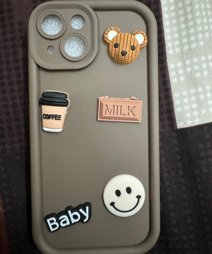 Humpy Case Cute 3D Bear Coffee Phone Case For iPhone  Soft Shockproof Protective Cover