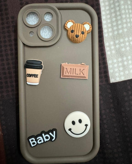 Humpy Case Cute 3D Bear Coffee Phone Case For iPhone  Soft Shockproof Protective Cover