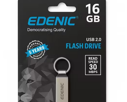 Edenic 16 GB USB 2.0 Metal Pen Drive – Compact & Durable Flash Drive
