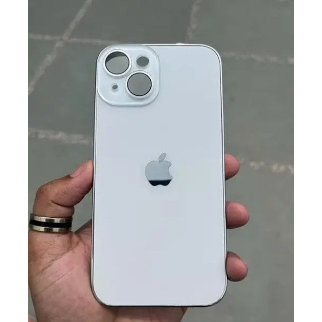 Glass Case with Electroplated Chrome Finish Edges for iPhone Series