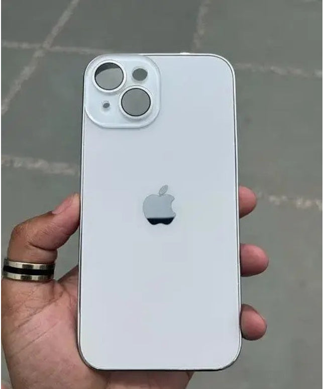 Glass Case with Electroplated Chrome Finish Edges for iPhone Series