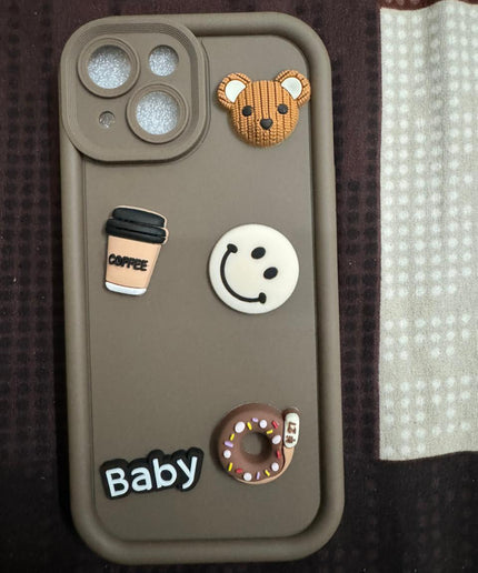 Humpy Case Cute 3D Bear Coffee Phone Case For iPhone  Soft Shockproof Protective Cover