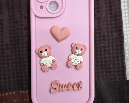 TG Cute 3D Bear Coffee Phone Case For iPhone  Soft Shockproof Protective Cover