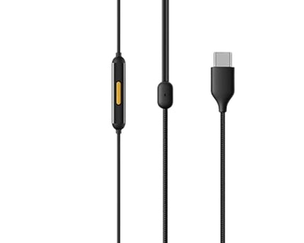 Realme Buds 3 Type-C Wired Earphones - Heavy Bass In-Ear Headphones with HD Mic for Real me GT Neo 6, 12x, 11 Pro+, Narzo 60 - Tangle-Free Cable in Premium Yellow Retail Box (Black)