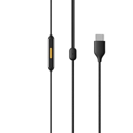 Realme Buds 3 Type-C Wired Earphones - Heavy Bass In-Ear Headphones with HD Mic for Real me GT Neo 6, 12x, 11 Pro+, Narzo 60 - Tangle-Free Cable in Premium Yellow Retail Box (Black)