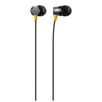 Realme Buds 3 Type-C Wired Earphones - Heavy Bass In-Ear Headphones with HD Mic for Real me GT Neo 6, 12x, 11 Pro+, Narzo 60 - Tangle-Free Cable in Premium Yellow Retail Box (Black)