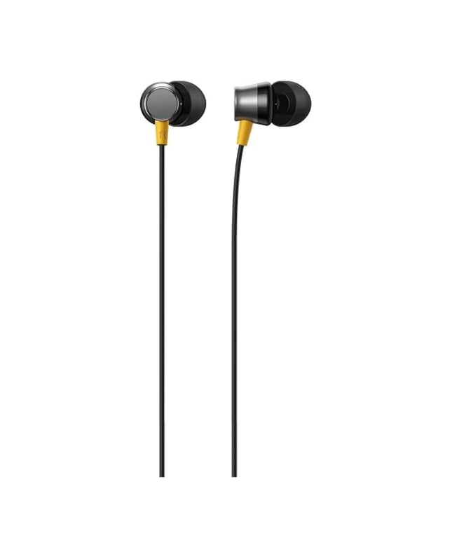 Realme Buds 3 Type-C Wired Earphones - Heavy Bass In-Ear Headphones with HD Mic for Real me GT Neo 6, 12x, 11 Pro+, Narzo 60 - Tangle-Free Cable in Premium Yellow Retail Box (Black)