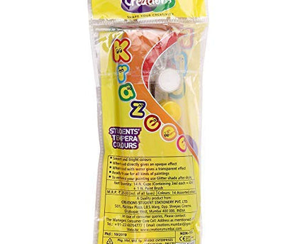 Creations Krazeee Tempera Colours 14 Shades with 1 Paint Brush (Pack of 4 pcs)