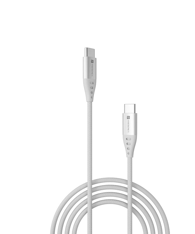 Portronics Konnect C1 20W PD Type C to Type C Unbreakable Data & Charging Cable, Nylon Braided with Metal Heads, 1M Length
