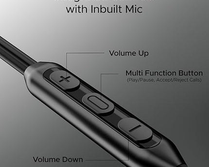 Boat 100 C Wired Earphones with Mic, HD Stereo Sound, Noise Isolation, Strong Cable (Black)