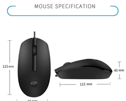 HP M10 Wired USB Mouse with 3 Buttons High Definition 1000DPI Optical Tracking and Ambidextrous Design