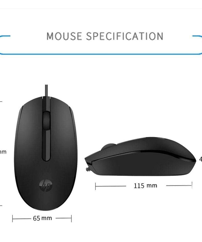 HP M10 Wired USB Mouse with 3 Buttons High Definition 1000DPI Optical Tracking and Ambidextrous Design