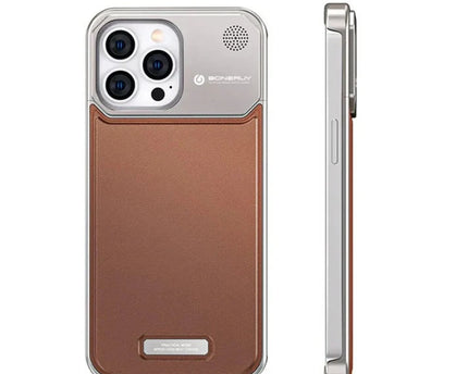 Apple iPhone Super Slim AeroFLex Metal Frame Less Vegan Leather Case with Magsafe - Grey