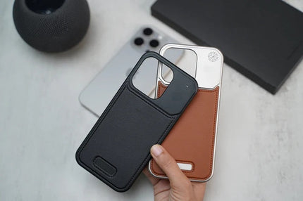 Apple iPhone Pro Max Super Slim AeroFLex Metal Frame Less Vegan Leather Case with Magsafe - Grey