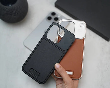 Apple iPhone Super Slim AeroFLex Metal Frame Less Vegan Leather Case with Magsafe - Grey
