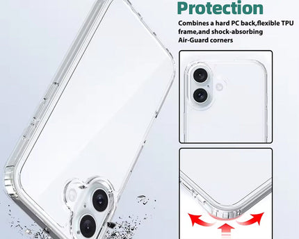 Scratch Resistant Anti Slip Back Cover Compatible with iPhone 16 - Transparent