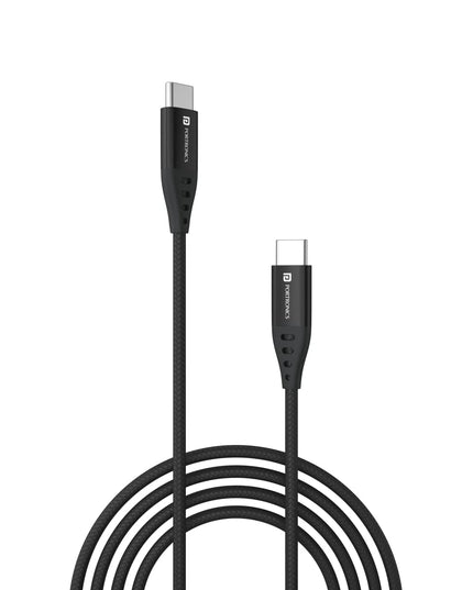 Portronics Konnect C1 20W PD Type C to Type C Unbreakable Data & Charging Cable, Nylon Braided with Metal Heads, 1M Length