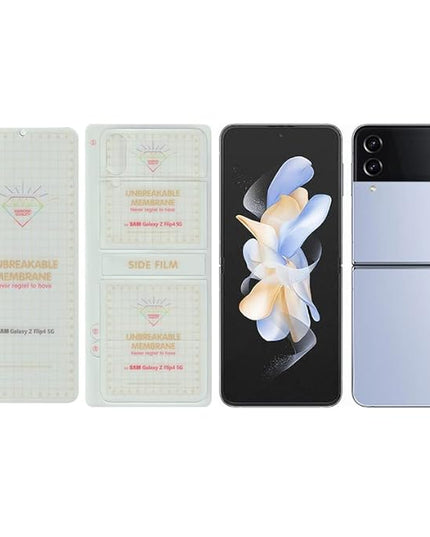 Unbreakable Screen Protector Hydrogel Membrane Compatible with Samsung Galaxy Z Flip 3 Covers Front and Back Screen | Edge to Edge Coverage with Easy Installation Kit (Clear)
