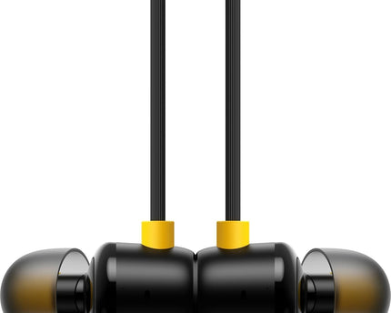 Realme Buds 3 Type-C Wired Earphones - Heavy Bass In-Ear Headphones with HD Mic for Real me GT Neo 6, 12x, 11 Pro+, Narzo 60 - Tangle-Free Cable in Premium Yellow Retail Box (Black)