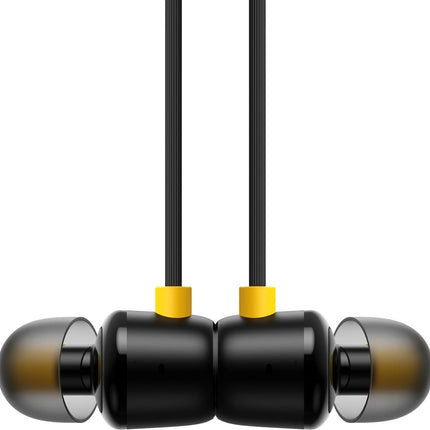 Realme Buds 3 Type-C Wired Earphones - Heavy Bass In-Ear Headphones with HD Mic for Real me GT Neo 6, 12x, 11 Pro+, Narzo 60 - Tangle-Free Cable in Premium Yellow Retail Box (Black)