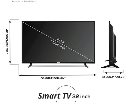 BUSH LED TV (80 cm) 32 Inch HD Ready Android Smart TV with Surround Dolby Sound, Hot Keys in Remote, Frameless Series (Black)