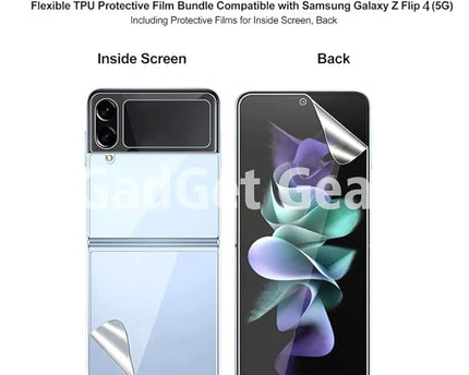 Unbreakable Screen Protector Hydrogel Membrane Compatible with Samsung Galaxy Z Flip 3 Covers Front and Back Screen | Edge to Edge Coverage with Easy Installation Kit (Clear)