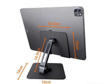 TG 360 Degree Rotating Adjustable Metal Tablet Stand, Foldable Desk Mount Holder for Upto 12 Inch iPads & Tabs