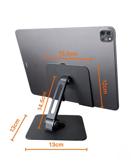 HC 360 Degree Rotating Adjustable Metal Tablet Stand, Foldable Desk Mount Holder for Upto 12 Inch iPads & Tabs