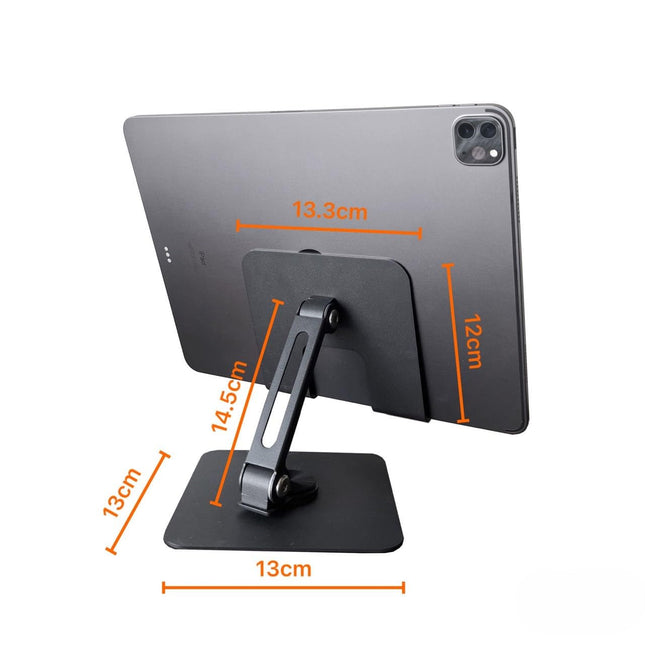 TG 360 Degree Rotating Adjustable Metal Tablet Stand, Foldable Desk Mount Holder for Upto 12 Inch iPads & Tabs