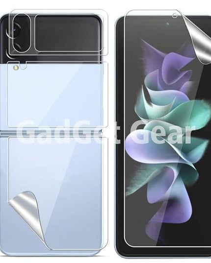 Unbreakable Screen Protector Hydrogel Membrane Compatible with Samsung Galaxy Z Flip 5 Covers Front and Back Screen | Edge to Edge Coverage with Easy Installation Kit (Clear)