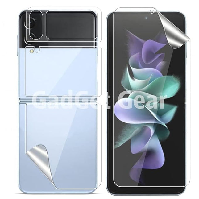 Unbreakable Screen Protector Hydrogel Membrane Compatible with Samsung Galaxy Z Flip 5 Covers Front and Back Screen | Edge to Edge Coverage with Easy Installation Kit (Clear)