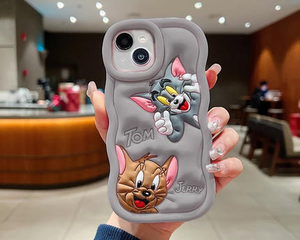 Tom & Jerry Creative Cartoon Trolls Case for iPhone , Shockproof Protective Silicone Cover, Higher Edge Design