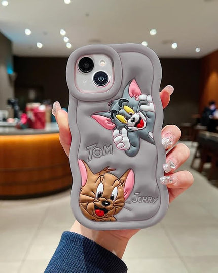 Tom & Jerry Creative Cartoon Trolls Case for iPhone , Shockproof Protective Silicone Cover, Higher Edge Design