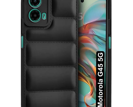Back Cover for Motorola G45 5G | Matte Soft Case | Liquid Silicon Puff Case for Motorola G45 5G with Camera Protection | (Black)