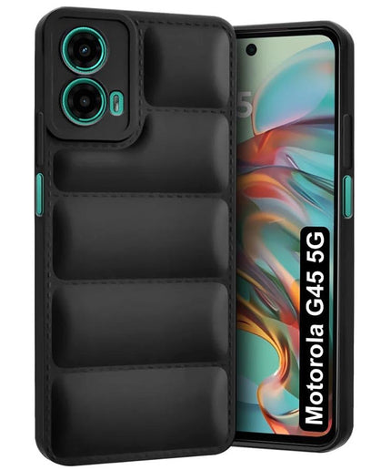 Back Cover for Motorola G45 5G | Matte Soft Case | Liquid Silicon Puff Case for Motorola G45 5G with Camera Protection | (Black)