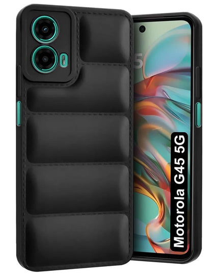 Back Cover for Motorola G45 5G | Matte Soft Case | Liquid Silicon Puff Case for Motorola G45 5G with Camera Protection | (Black)
