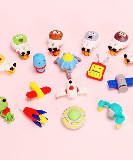 LIGHTER HOUSE� Cutest Newest Different Shapes Space Adventure Erasers Pack� B�Day Return Gift Party Idea for Kids Birthd