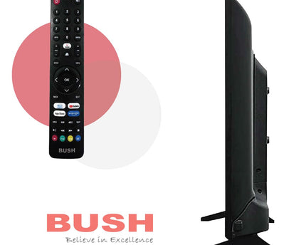 BUSH LED TV (80 cm) 32 Inch HD Ready Android Smart TV with Surround Dolby Sound, Hot Keys in Remote, Frameless Series (Black)