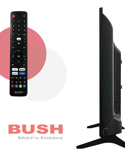 BUSH LED TV (80 cm) 32 Inch HD Ready Android Smart TV with Surround Dolby Sound, Hot Keys in Remote, Frameless Series (Black)