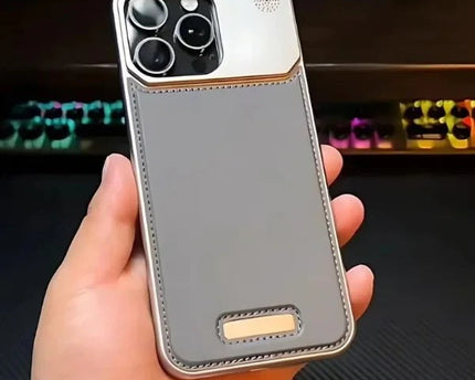 Apple iPhone Pro  Super Slim AeroFLex Metal Frame Less Vegan Leather Case with Magsafe - Grey
