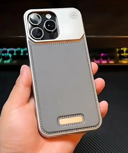 Apple iPhone Super Slim AeroFLex Metal Frame Less Vegan Leather Case with Magsafe - Grey