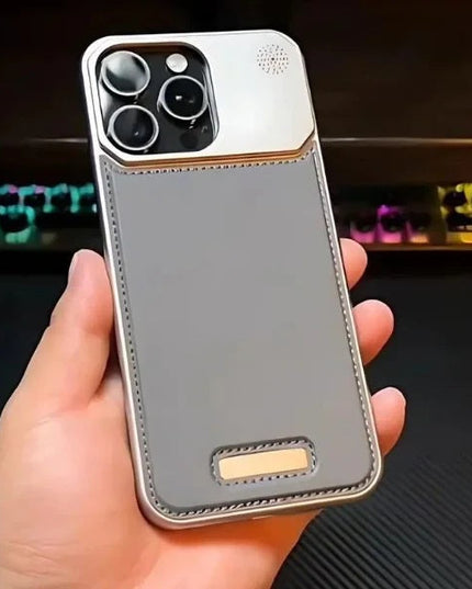 Apple iPhone Pro Max Super Slim AeroFLex Metal Frame Less Vegan Leather Case with Magsafe - Grey