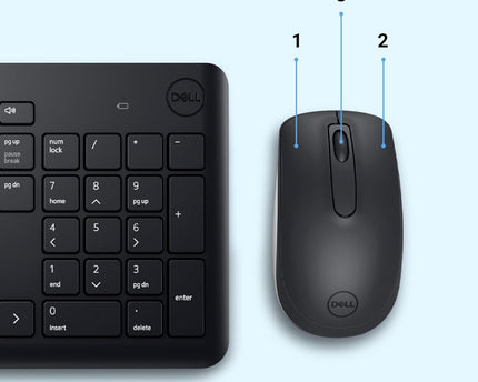 Dell KM3322W Wireless USB Keyboard and Mouse Combo, Anti-Fade & Spill-Resistant Keys, up to 36 Month Battery Life, 3Y Advance Exchange Warranty - Black