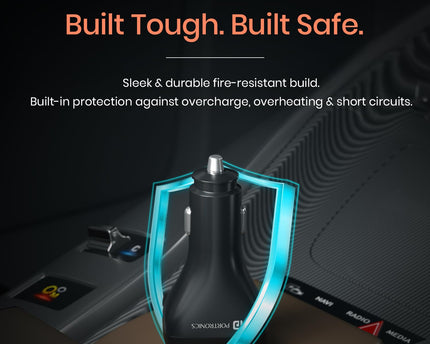 Portronics Car Power Quard 111W Car Charger, 4 Ports Fast Car Charger, Dual 33W Type-C PD