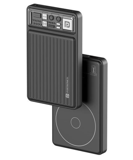Portronics Luxcell Wireless Mini 10k 10000mAh 15W Magnetic Wireless Fast Charging Nano Power Bank with 22.5 Wired Output Compatible with iPhone 12 & Above & Other QI Enabled Devices(Black)
