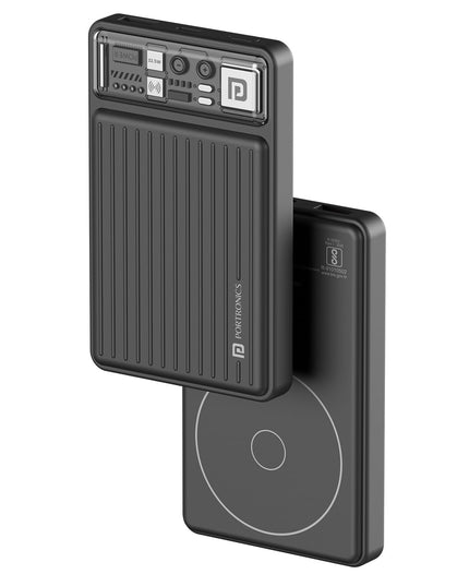 Portronics Luxcell Wireless Mini 10k 10000mAh 15W Magnetic Wireless Fast Charging Nano Power Bank with 22.5 Wired Output Compatible with iPhone 12 & Above & Other QI Enabled Devices(Black)