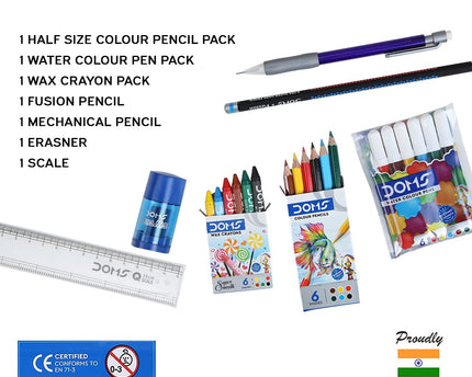 Doms Plastic Wow Craft Kit | Perfect Value Pack | Kit for Creative Minds | Gifting Range for Kids | Combination of 7 Stationery Items, Multicolor