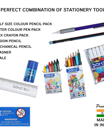 Doms Plastic Wow Craft Kit | Perfect Value Pack | Kit for Creative Minds | Gifting Range for Kids | Combination of 7 Stationery Items, Multicolor