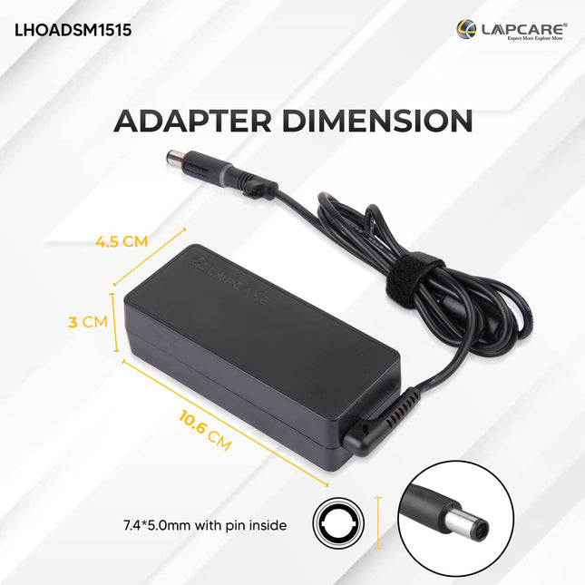 Enter BIS Certified 65W, 18.5V/3.5A, 3 Pin High-Efficiency AC Laptop Charger/Adapter for HP Laptops (Without Power Cord)