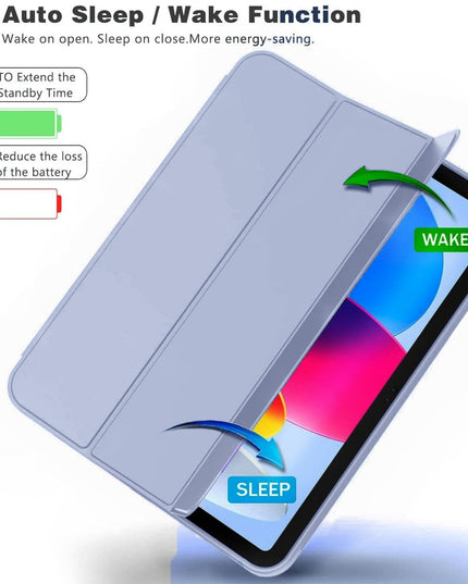 Smart Case for iPad (A16) 11th/10th Generation (2025/2022) [Auto Sleep/Wake Cover] [Left Side Pencil Holder] [Soft Flexible Case] HC Series - Purple